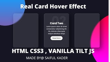 Real Card Hover Effects Html CSS Glass morphism Effects vanilla tilt js effect