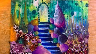 Magical Garden With Gate Painting In Oil Pastel | Peaceful | Colorful Art Demonstration