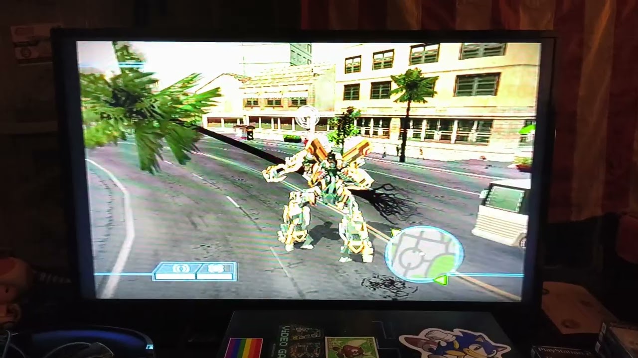 Transformers (PS2). Swinging a palm tree with my autobot
