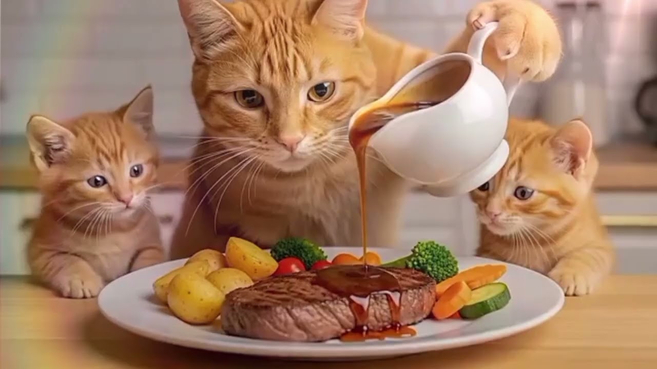 Farm Life: Mama Cat Trims Fur and Makes Adorable Tiger Hats for Baby Kittens 🐱🏠🐼