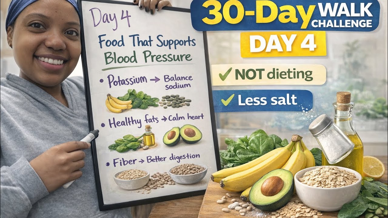 Day 4: 10 minute walk Nurse explains blood pressure lowering food ￼