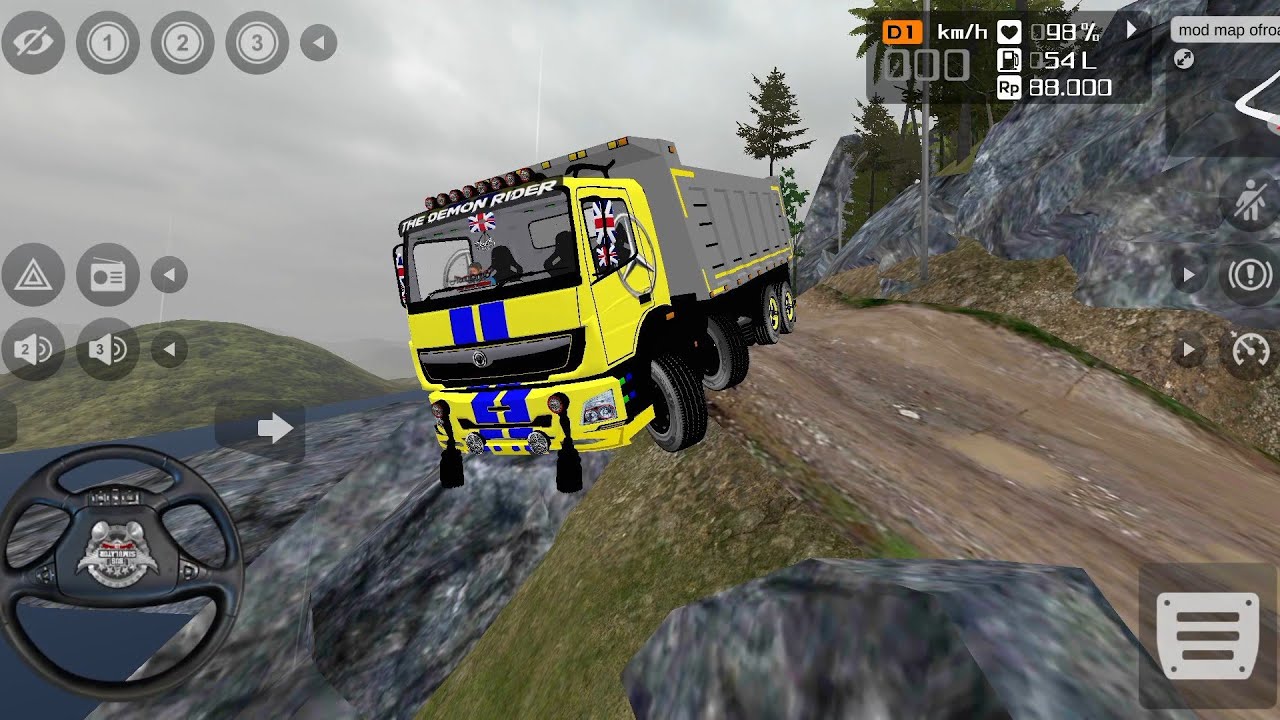INDIAN BHARAT BENZ TRUCK 🚛 EXTREME OFF-ROAD OVER LOAD TRANSPORT DRIVING ! BUS SIMULATOR INDONESIA