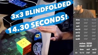 3x3 Solved Blind in 14.30 Seconds (PB)