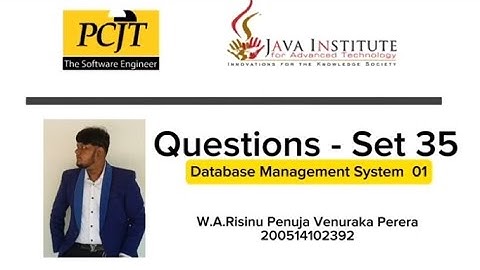 Question Set 35 | Database Management System | Java Institute