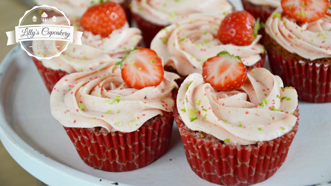 Vegane Erdbeer Cupcakes mit Limette | Vegan Strawberry Lime Cupcakes ...