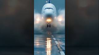 Rainy day today as the A380 roars through the spray.#share #follow #fypp #flight #landing #emirates🛬