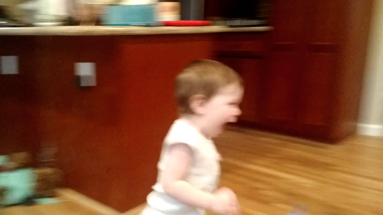 Toddler screams with joy while running to mommy's arms YouTube