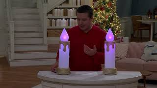 Mr. Christmas Set of 2 18" Dual RGB Blow Mold Candles on QVC