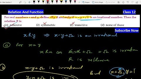 For real numbers x and y define xRy if and only if x-y+√2 is an irrational number | NCERT Exemplar