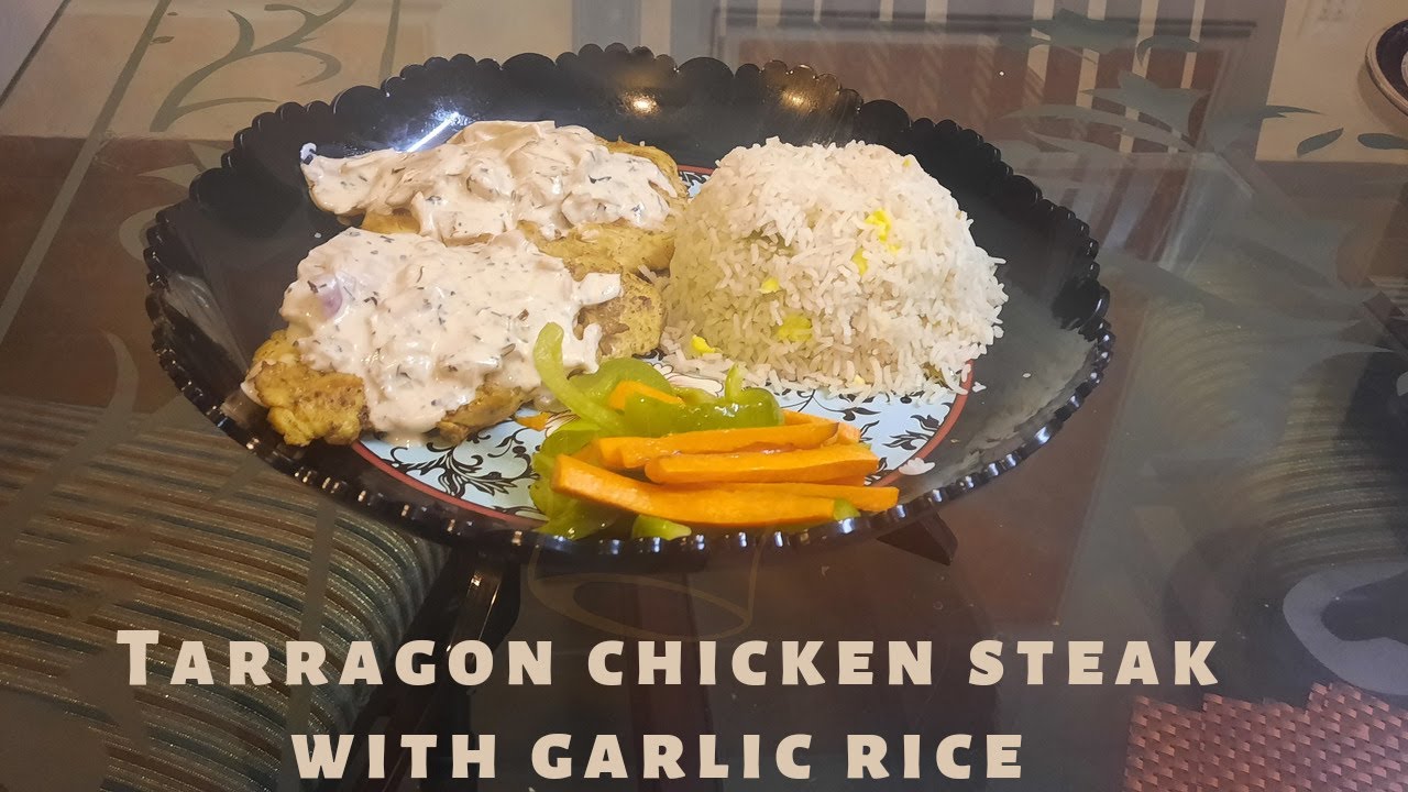 Tarragon Chicken Steak with Garlic Rice Food Fest By Nimra tarragonchickensteak chickensteak