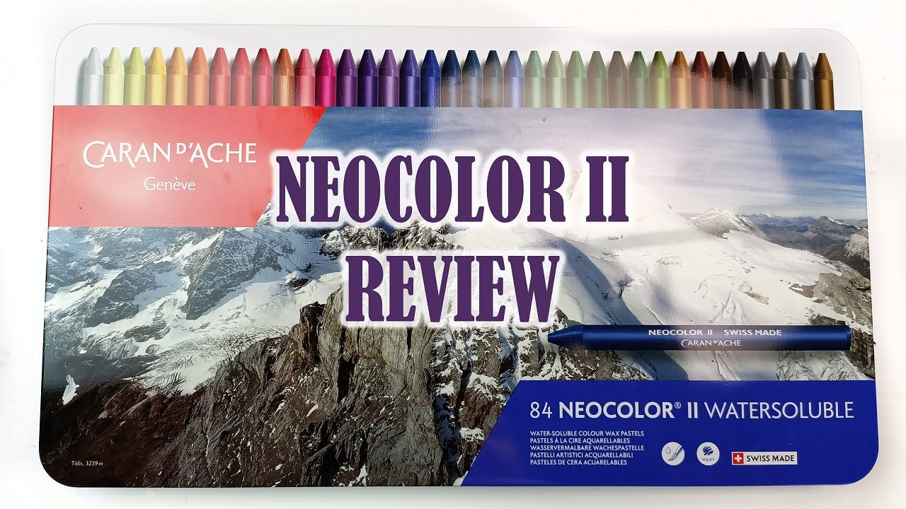 Caran d'Ache Neocolor II Pastels (Crayons) 84 Set Review! Swatching and  Large Artwork 