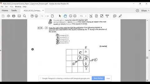 GCSE AQA Computer Science - Robot Algorithm - Specimen Paper 1