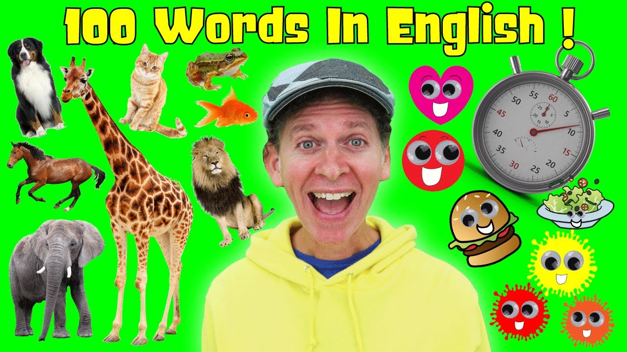 ⁣100 Words 1 Minute Challenge |  Animals, Colors, Shapes, Verbs, Numbers