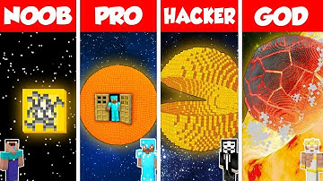 Minecraft Battle: NOOB vs PRO vs HACKER vs GOD: INSIDE SUN PLANET HOUSE BUILD CHALLENGE / Animation
