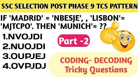 CODING-DECODING  PART -2 | SSC SELECTION POST 2022 TCS  LATEST QUESTIONS | #SSC
