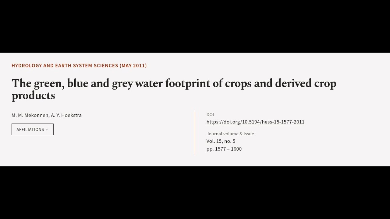 The green, blue and grey water footprint of crops and derived crop products | RTCL.TV