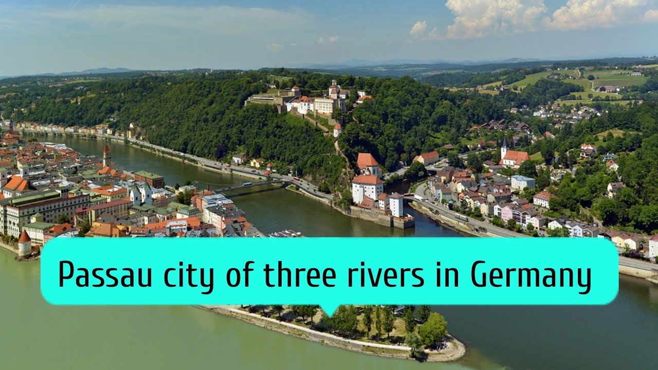 Passau city od three rivers in Germany. Truck driving video as a sees it. 