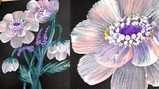 Easy Flower painting😱🖌️for beginers💫🎨| Simple Onestroke Acrylic Flower Painting #jyothiarts