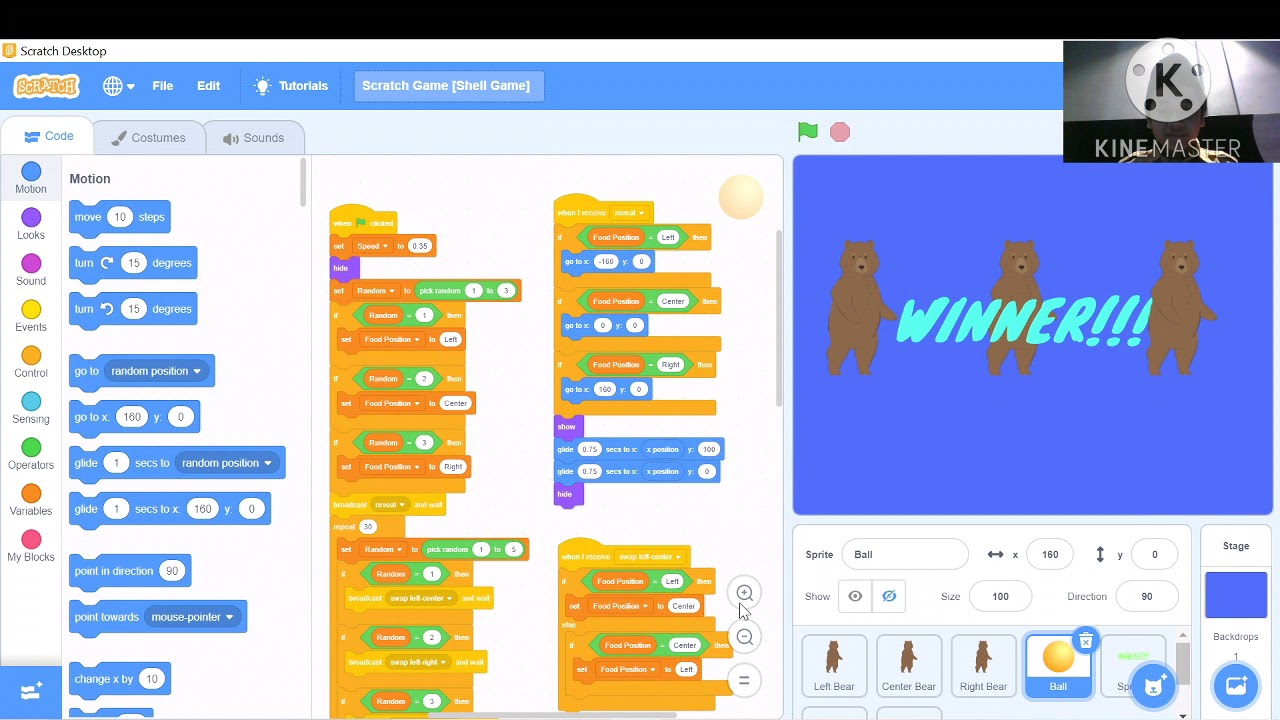 Play and explain about "Shell Game" in Scratch - YouTube