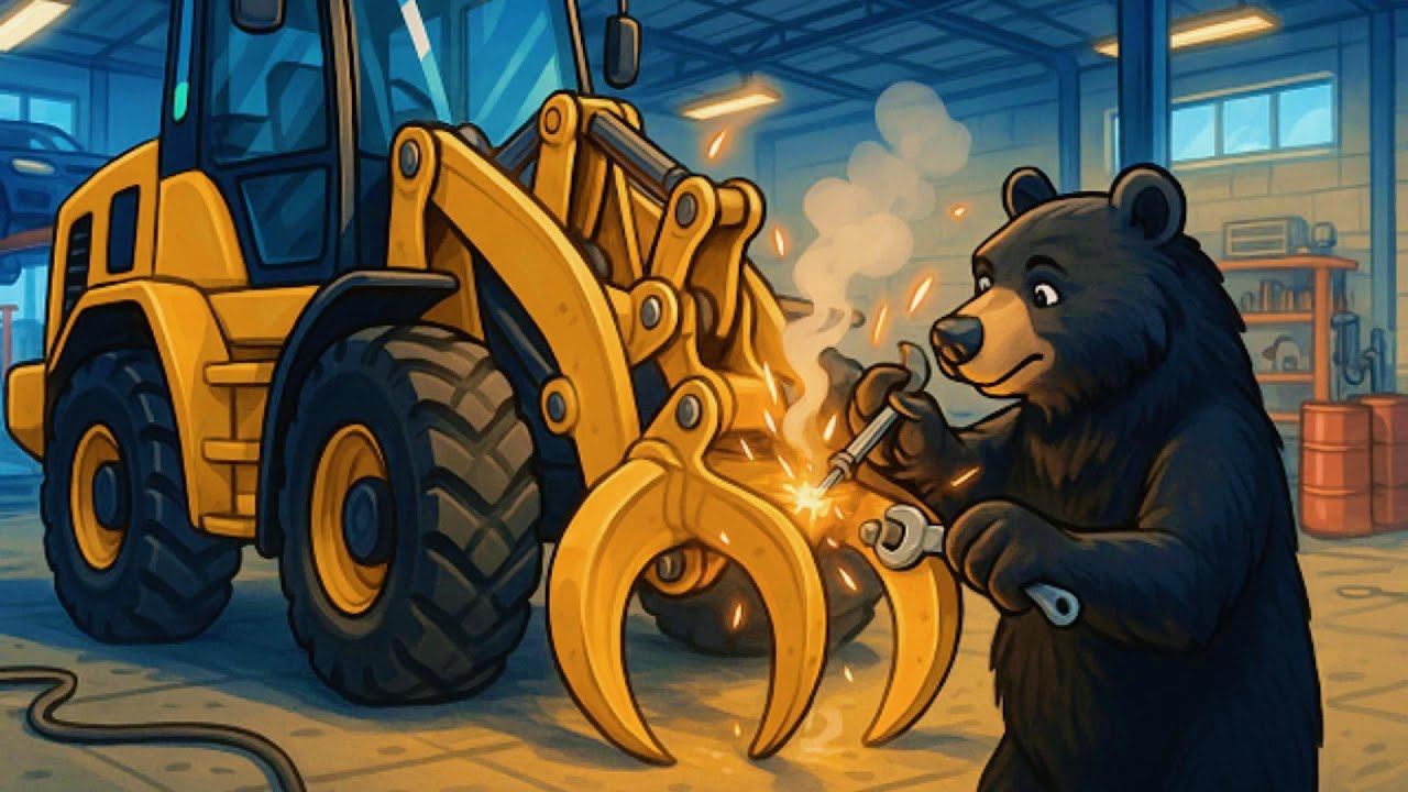 Clearing Rocks Blocking the Cave Entrance🚜⛰️ | Repairing Log Trailer Clamp | Bear Vehicles Animation