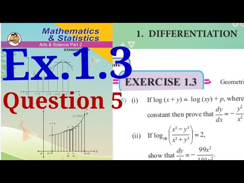 Exercise 1.3,HSC,12th Maths2,question5,Differentiation,state board ,new
