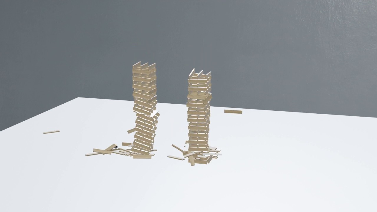 Two plank towers destruction - YouTube