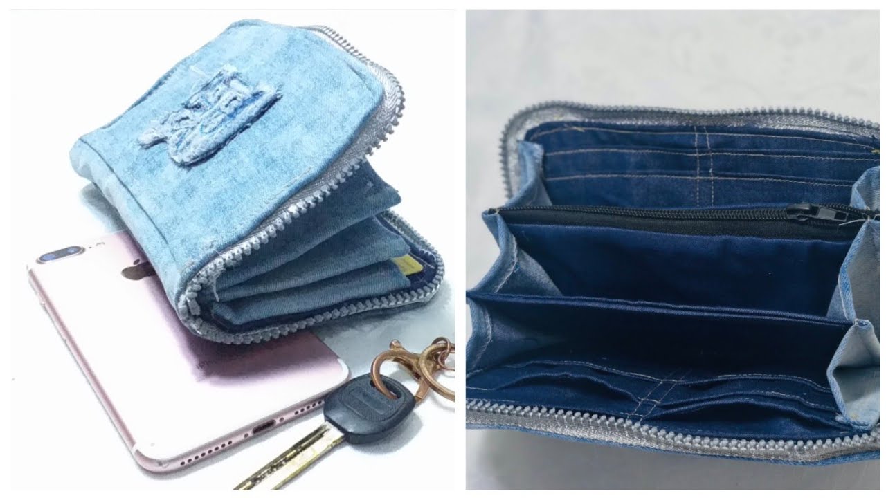 Diy PURSE BAG #Old jean  شنطة # حافظة نقود من جينز