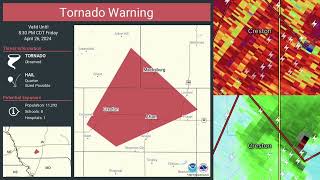 26Th April 2024 - Ef2 Tornado - Creston , Afton , Union County, Iowa - Noaa Weather Radio