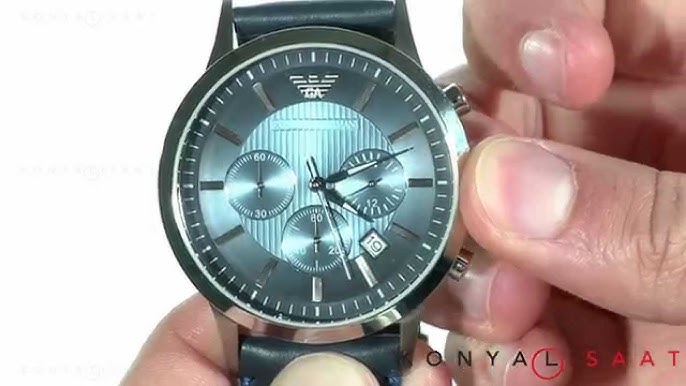 Emporio Armani Men's AR2473 Dress Blue Leather Watch. Unboxing - YouTube