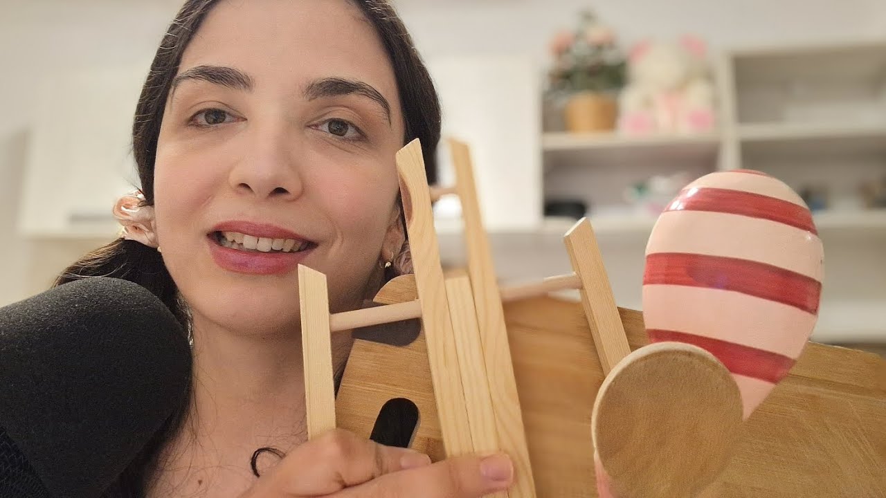 ASMR RO :Wooden triggers🪵 (tapping,mouth sounds💟)