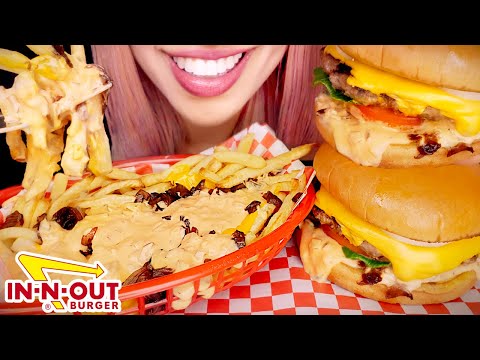 ASMR IN-N-OUT BURGER & ANIMAL STYLE FRIES DIY *BIG BITES* Eating Sounds 먹방