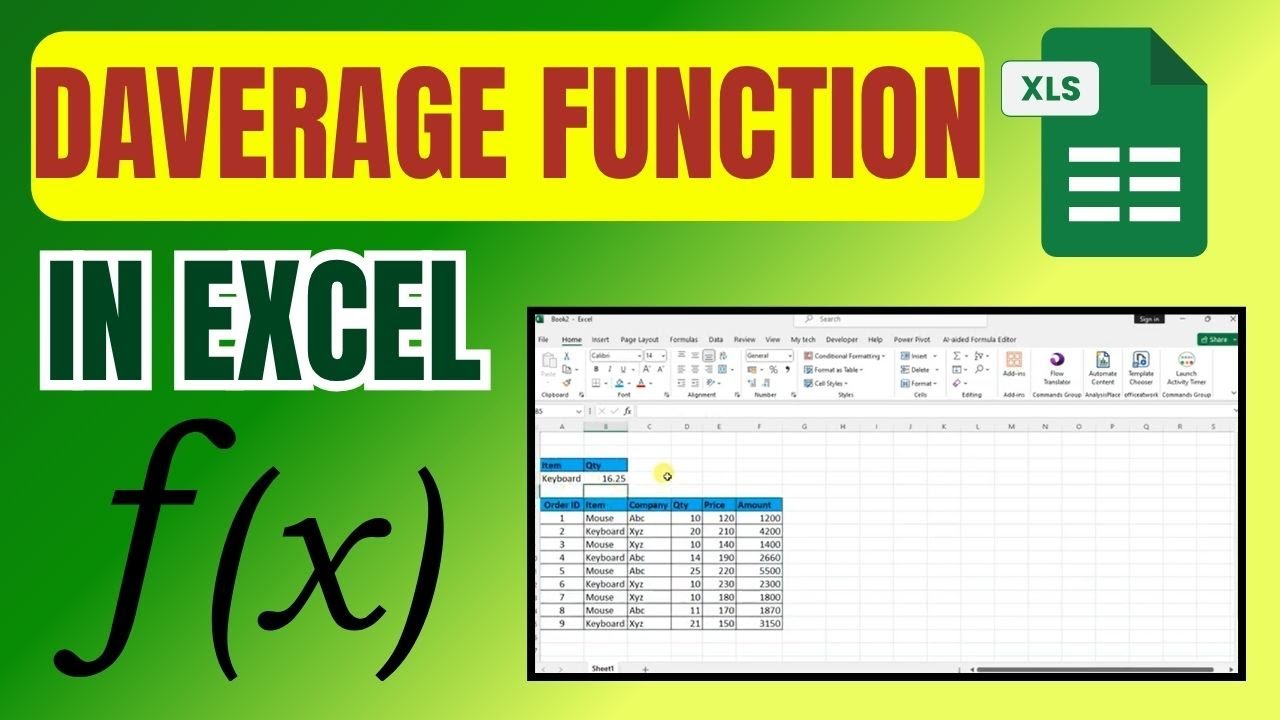 Daverage Data How To Use Daverage Function In Excel Sheet #excel #exceltips # ...
