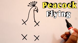 How to Draw a Peacock (Flying) With Letter X | How to Make an Easy Peacock Drawing Step By Step