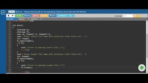 C++ Program to copy contents from one file to another