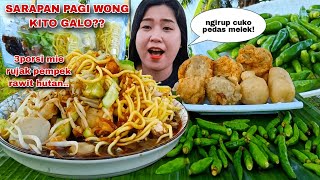 EATING, 3 PORTIONS OF NOODLE RUJAK, FISH PEMPEK, RAW GREEN CHILI, MUKBANG