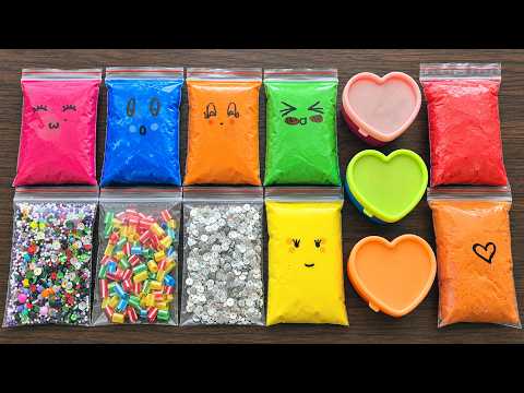 Making Pumpkin Crunchy Slime with Satisfying Bags and Clay