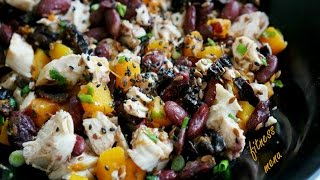 Белковый салат с тыквой, курицей и фасолью пп| низкокалорийные рецепты Белковый салат с тыквой, курицей и фасолью пп| низкокалорийные рецепты