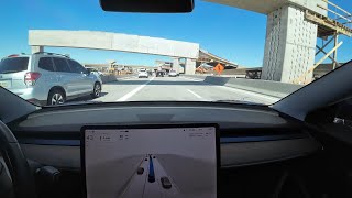 Tesla FSD 12.3.4 tours past the construction on I10