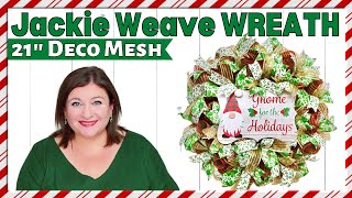 Jackie Weave Method Christmas WREATH DIY TUTORIAL 21 inch DECO MESH on Dollar Tree Wreath form