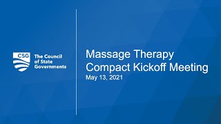 Massage Therapy Interstate Compact Kickoff Meeting