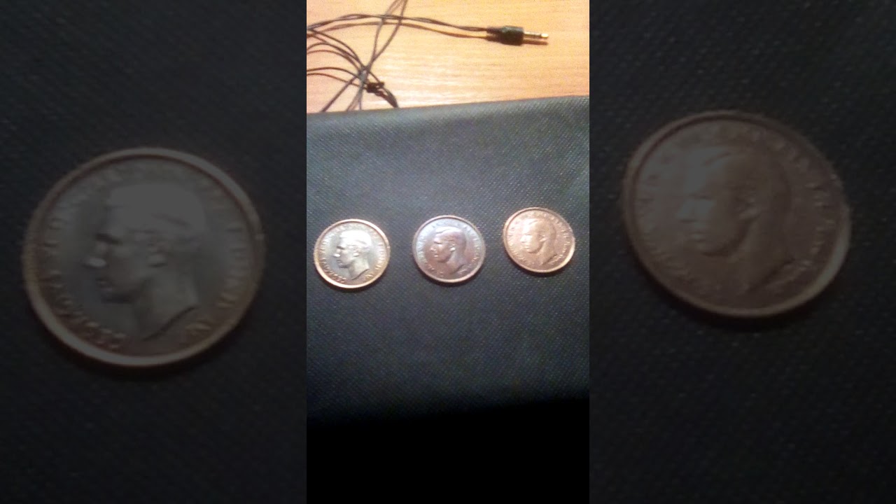 Пробник из белого металла 1 пенни 1937 года, рядом из меди 1939 год и бронзы 1945 год