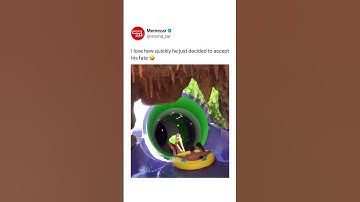 I love how quickly he just decided to accept his fate worker accidentally goes down the slide