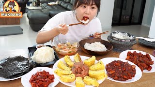 Mukbang | Rice and Salted Seafoods (Pollack roe, Squid, Octopus) of traditional Yongin market.