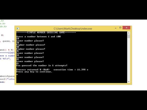 Simple Number Guessing Game using C