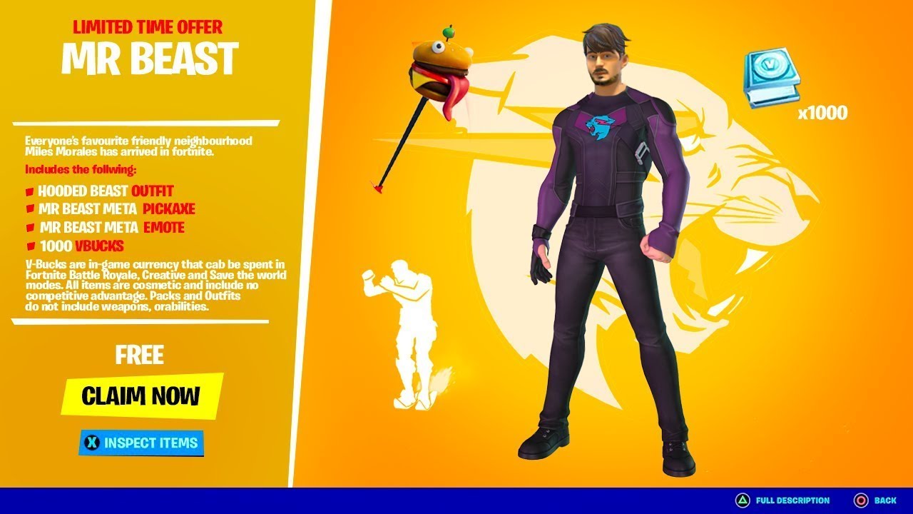 FREE Mr BEAST Bundle in Fortnite LEAKED in Chapter 4 Season 1!