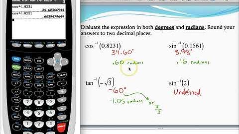Evaluating inverse trig functions using a calculator