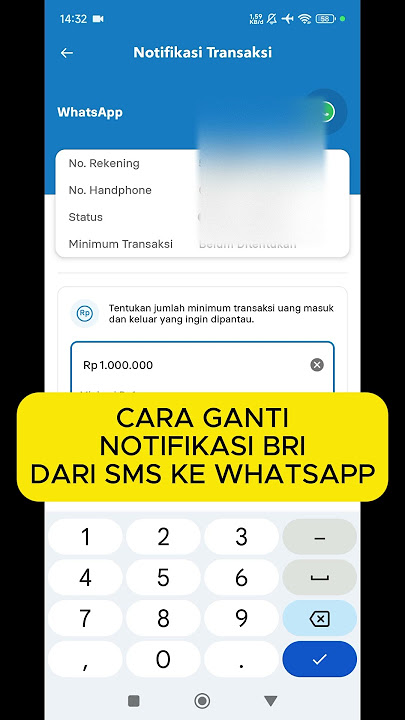 GANTI NOTIFIKASI BRI DARI SMS KE WHATSAPP #brimo #bri #shorts