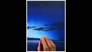 Moonlit Desert Night | Oil Pastel Art