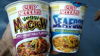 Nissin veggi manchow and seafood cup noodles