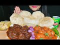 ASMR EATING LUCHI/PURI WITH DUM ALOO,MUTTON KOSHA and SHAHI PANEER KORMA *FOOD VIDEOS* #spiceasmr